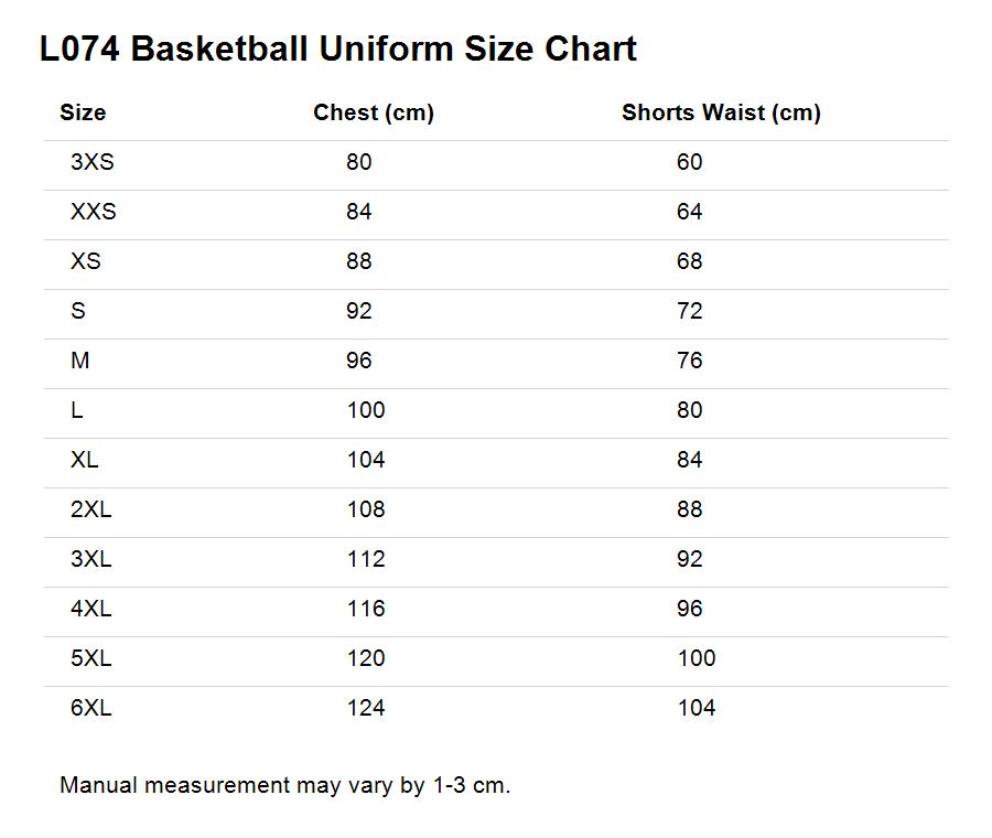 L074 size chart