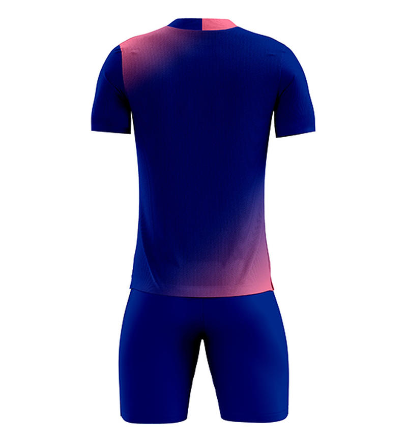 D8833 soccer training uniform set blue pink back