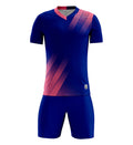 D8833 soccer training uniform set blue pink front
