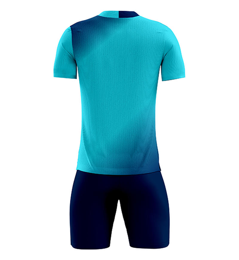 D8833 soccer training uniform set cyan navy back