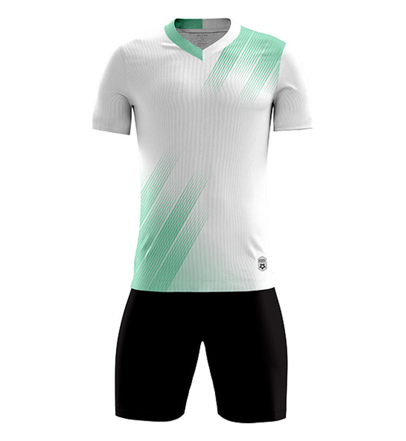 D8833 soccer training uniform set white mint front