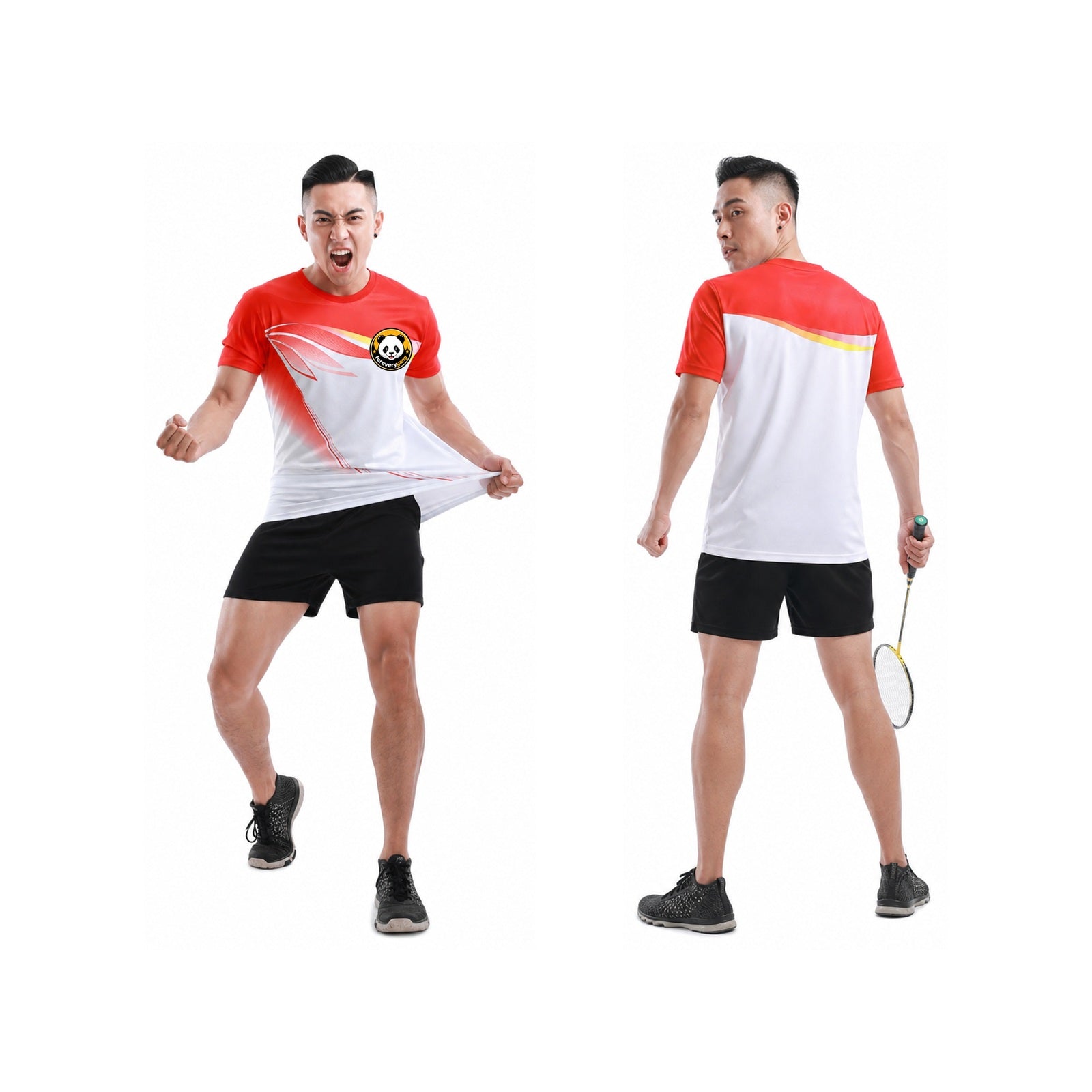 FOREVERYANG 3801-3802-01 short sleeve shirt front and back