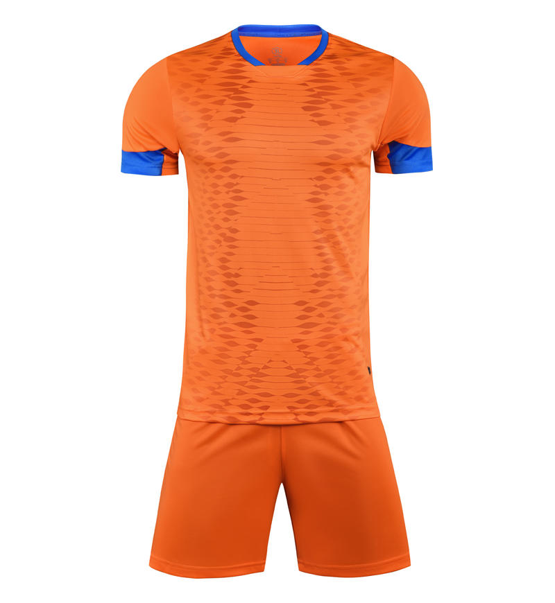 M3210 Orange Blue front soccer uniform set