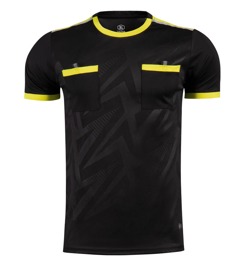 M8110 Black Yellow referee jersey front
