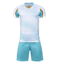 M8632 White Aqua soccer uniform front