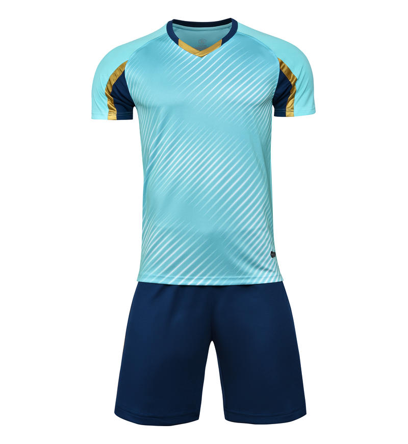 M8632 Aqua Navy soccer uniform front