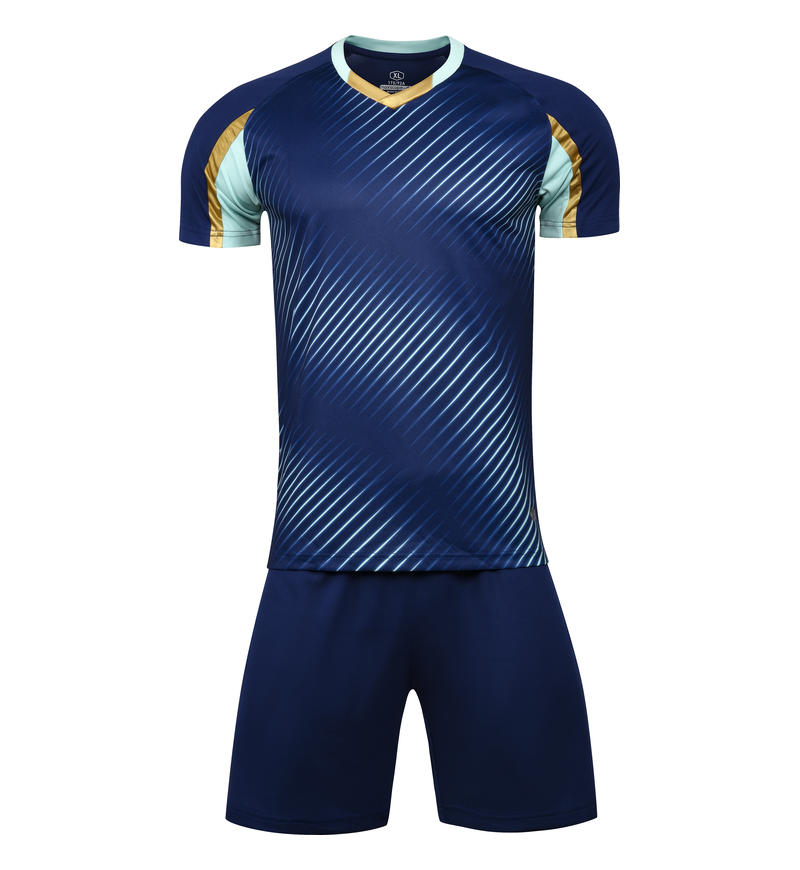 M8632 Navy Yellow soccer uniform front