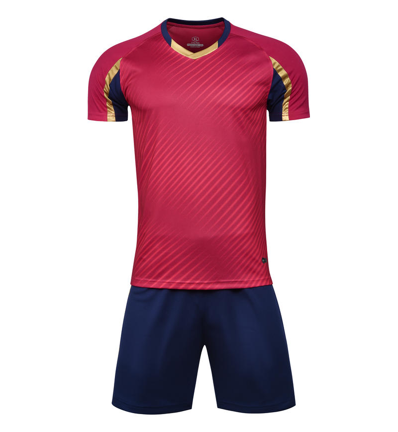 M8632 Red Navy soccer uniform front