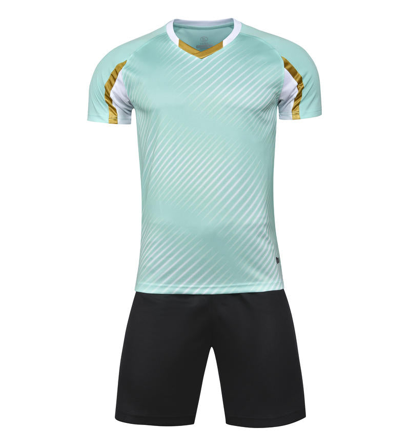 M8632 Mint Black soccer uniform front