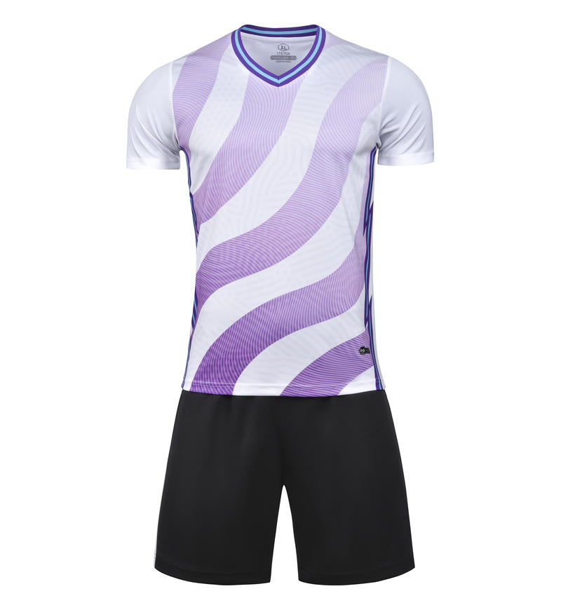 M8633 White Purple soccer uniform front