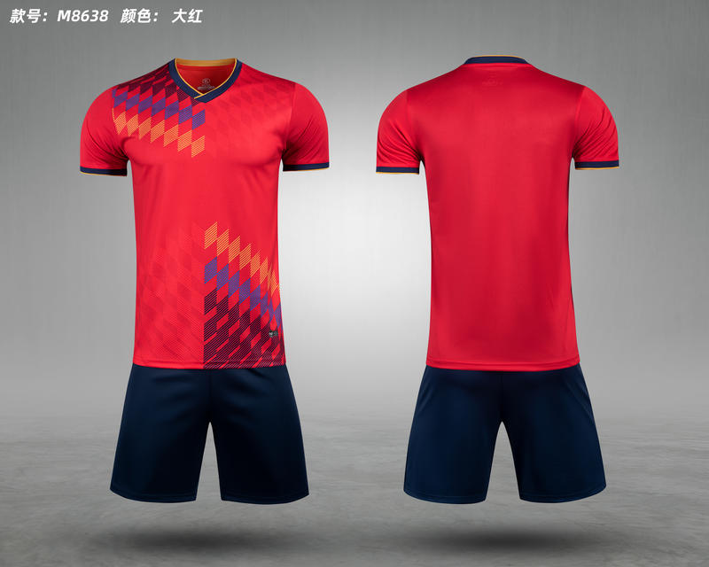 M8638 Red Navy soccer uniform set