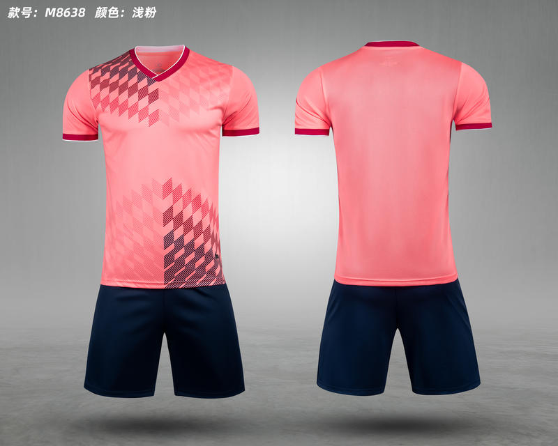 M8638 Pink Navy soccer uniform set