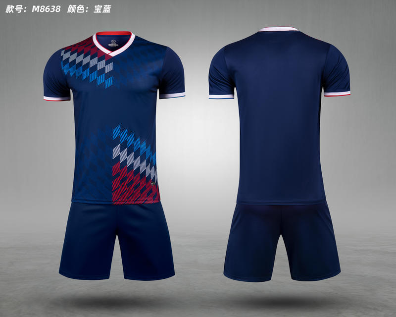 M8638 Navy Red soccer uniform set