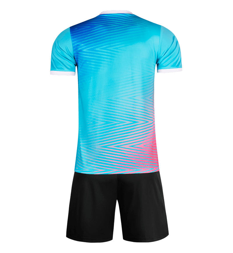 M8641 Aqua Pink back soccer uniform set