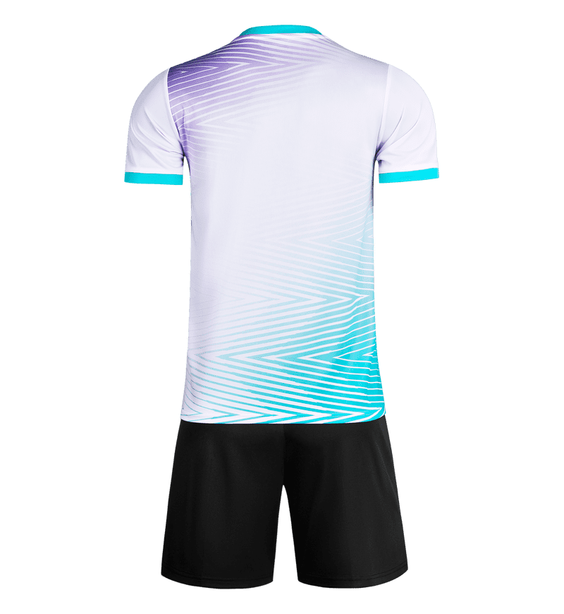 M8641 White Aqua back soccer uniform set