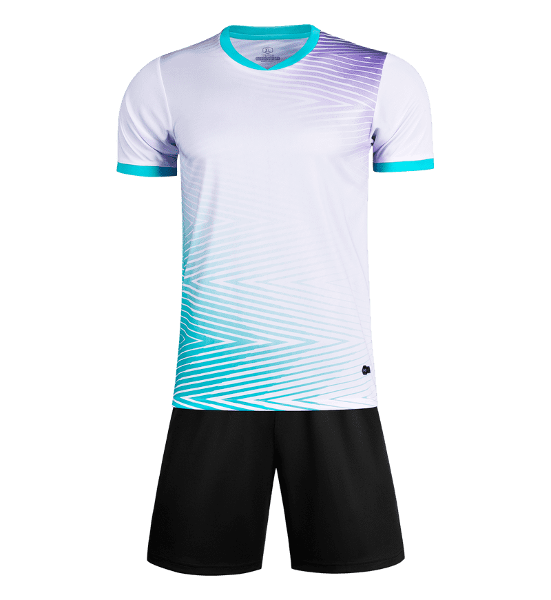 M8641 White Aqua front soccer uniform set