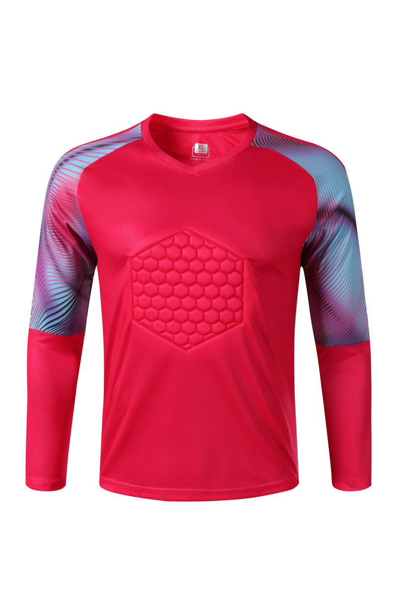 M8855 goalkeeper long sleeve jersey rose red detail front